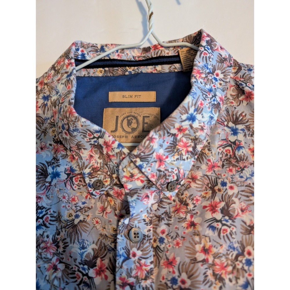 Joseph Abboud Floral Short Sleeve SlimFit Button Down Cotton Men's Shirt Size XL